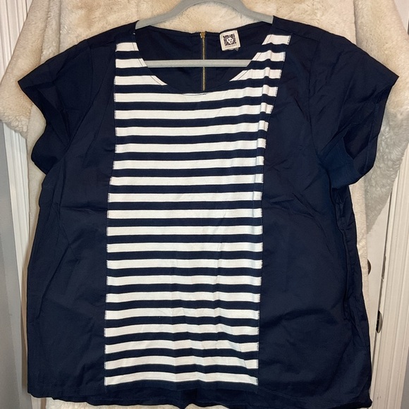 Anne Klein Navy and White Striped Women's Top - Picture 4 of 6